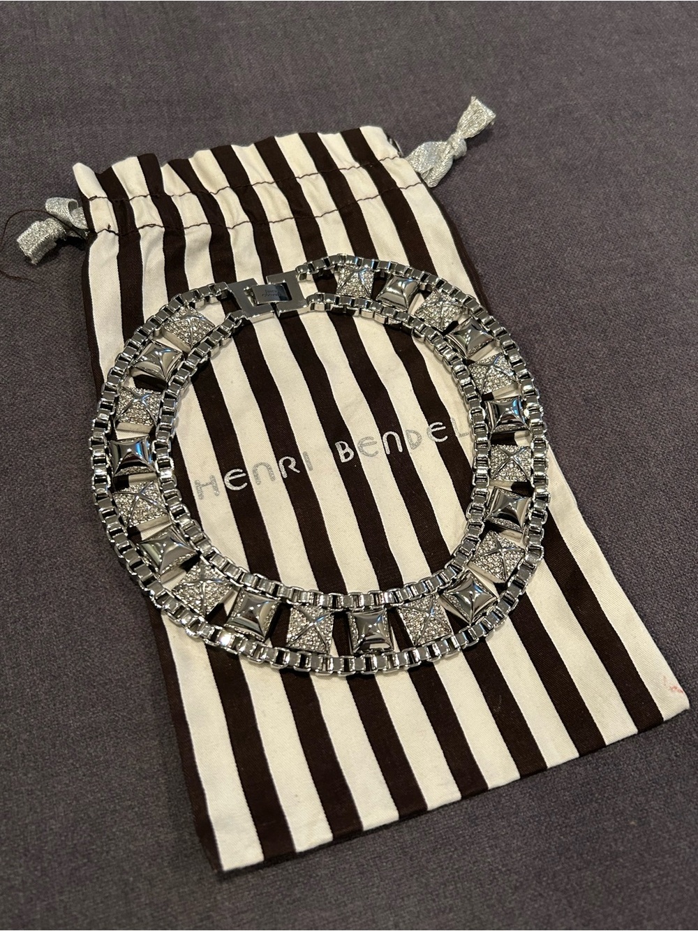 Juicy Couture Silver-Tone Geometric Crystal Collar Necklace